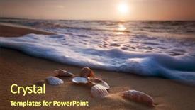 Presentation with sea shells - Beautiful presentation theme featuring waves approaching sea shells lying backdrop and a tawny brown colored foreground
