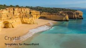  Presentation with algarve - Amazing slide deck having waves-at-famous-beach backdrop and a coral colored foreground