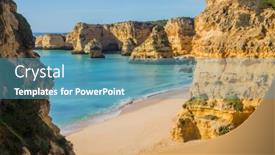  Presentation with waves - Amazing presentation design having waves-at-famous-beach backdrop and a teal colored foreground