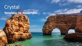  Presentation with algarve - Cool new PPT theme with waves-at-famous-beach backdrop and a teal colored foreground