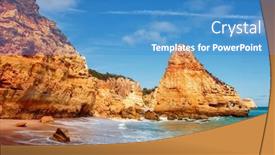  Presentation with algarve - Presentation theme consisting of waves-at-famous-beach background and a teal colored foreground