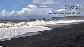 Presentation with waves - Beautiful PPT theme featuring waves-at-rejnisfjara-black-sand backdrop and a light blue colored foreground
