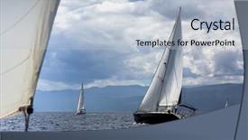  Presentation with stormy sea waves - Colorful presentation design enhanced with waves at the aegean sea backdrop and a  colored foreground