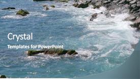  Presentation with rolling stones - Theme enhanced with waves beating and rolling stones background and a seafoam green colored foreground