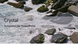  Presentation with rolling stones - Beautiful presentation design featuring waves beating and rolling stones backdrop and a light gray colored foreground