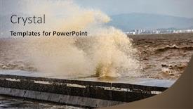  Presentation with waves - Slide set consisting of waves-beating-on-the-shore background and a soft green colored foreground