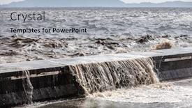  Presentation with waves - Beautiful slide deck featuring waves-beating-on-the-shore backdrop and a light blue colored foreground