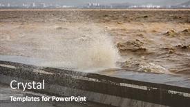  Presentation with sound waves wave oscillating - Colorful slide set enhanced with waves-beating-on-the-shore backdrop and a dark gray colored foreground