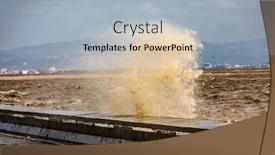  Presentation with waves - Slides having waves-beating-on-the-shore background and a light blue colored foreground