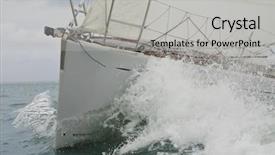  Presentation with breaking through - PPT theme with fast racing - close up on the bow background and a light gray colored foreground