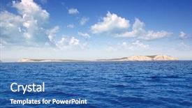  Presentation with blue wave - Cool new slide set with ocean wave - ibiza conillera and bosque islands backdrop and a ocean colored foreground