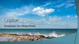  Presentation with waves - Cool new presentation theme with waves-breaking-against-rocky-coast backdrop and a light blue colored foreground