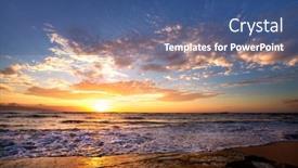  Presentation with beach rocks - Cool new PPT theme with waves-breaking-on-rocks backdrop and a ocean colored foreground