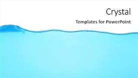  Presentation with blue water - Colorful presentation design enhanced with waves bubbles - blue water isolated on white backdrop and a white colored foreground