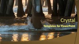  Presentation with crash - Presentation theme consisting of waves-crash-against-a-pier background and a tawny brown colored foreground