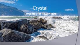  Presentation with crash - Slide set with waves-crash-on-rocky-jetty background and a teal colored foreground
