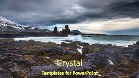  Presentation with volcanic rock - Presentation consisting of waves-crash-onto-the-shoreline background and a tawny brown colored foreground