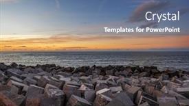  Presentation with crashing waves - Presentation design enhanced with waves-crashing-against-the-breakwater background and a ocean colored foreground