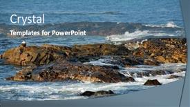  Presentation with crashing waves - Slide deck enhanced with waves crashing on the rocks near the atlantic ocean coast in maine usa background and a teal colored foreground