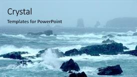  Presentation with crashing waves - Cool new PPT theme with  backdrop and a  colored foreground