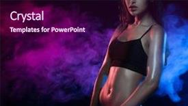  Presentation with blue wave - Slide deck enhanced with waves determination - determined fit sexy woman working background and a  colored foreground