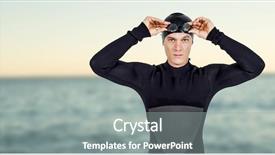  Presentation with swimming - Beautiful presentation theme featuring waves determination - swimmer in wetsuit wearing swimming backdrop and a gray colored foreground