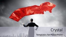  Presentation with waving flag black - Beautiful slide deck featuring waves determination - woman waving red flag backdrop and a  colored foreground