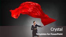 Presentation with italian flag waving - Presentation theme featuring waves determination - woman waving red flag background and a dark gray colored foreground