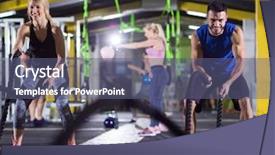  Presentation with sports official - Amazing presentation theme having waves determination - young fit sports couple working backdrop and a ocean colored foreground