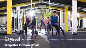  Presentation with sports - PPT layouts featuring waves determination - young fit sports couple working background and a dark gray colored foreground