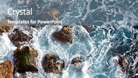  Presentation with stormy sea waves - Audience pleasing PPT theme consisting of waves hitting the sea shore backdrop and a seafoam green colored foreground