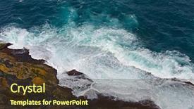  Presentation with sea shore - Beautiful presentation theme featuring waves hitting the sea shore backdrop and a  colored foreground