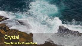  Presentation with sea shore - Presentation design with waves hitting the sea shore background and a tawny brown colored foreground