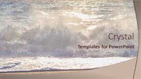  Presentation with sand ocean - Amazing presentation theme having waves-in-the-ocean backdrop and a soft green colored foreground