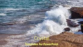  Presentation with crashing waves - PPT theme enhanced with waves of the atlantic ocean background and a tawny brown colored foreground