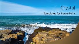  Presentation with crashing waves - Cool new presentation design with waves of the atlantic ocean backdrop and a cyan colored foreground