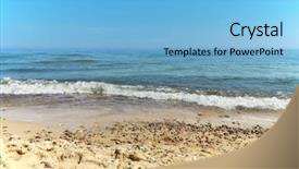  Presentation with beach ball sand dunes - Presentation design consisting of waves on baltic sea sandy background and a light blue colored foreground