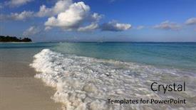  Presentation with ocean waves - Presentation theme with waves on sandy ocean shore background and a light gray colored foreground