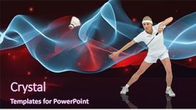  Presentation with blue wave - Cool new PPT layouts with waves string - badminton player playing badminton backdrop and a  colored foreground