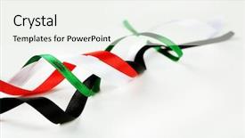  Presentation with colorful - Beautiful PPT theme featuring waves string - colorful ribbons isolated on white backdrop and a sky blue colored foreground