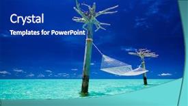  Presentation with lagoon - Slides featuring waves string - empty over-water hammock background and a navy blue colored foreground