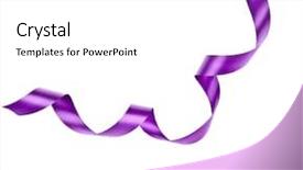 Presentation with scroll - Audience pleasing PPT theme consisting of waves string - violet ribbon streamer tape scroll backdrop and a white colored foreground