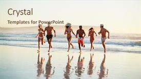  Presentation with waves - Cool new slides with waves together on beach vacation backdrop and a cream colored foreground