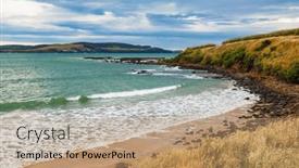  Presentation with south beach - Slide set enhanced with waves-washing-up-porpoise-bay background and a coral colored foreground