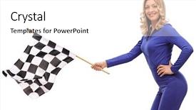  Presentation with checkered flag - Slide set with waving a checkered race flag background and a white colored foreground