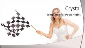  Presentation with checkered flag - Presentation theme featuring waving a checkered race flag background and a white colored foreground