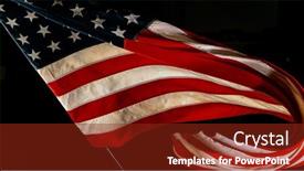  Presentation with waving flag black - PPT theme enhanced with waving-american-flag-on-black background and a tawny brown colored foreground