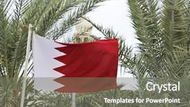  Presentation with palm tree - Amazing presentation theme having waving bahrain flag with palm backdrop and a gray colored foreground