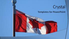  Presentation with canada flag - Slide deck having waving canadian flag against blue background and a light blue colored foreground
