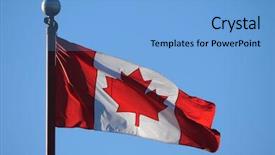  Presentation with canada culture - Cool new presentation theme with waving canadian flag against blue backdrop and a light blue colored foreground
